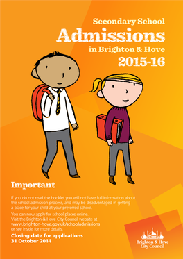 Admissions in Brighton & Hove 2015-16
