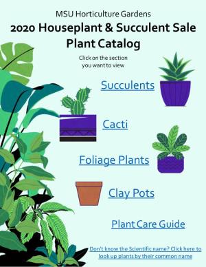 2020 Houseplant & Succulent Sale Plant Catalog