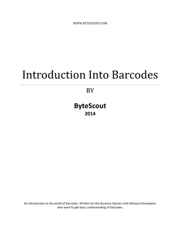 Introduction Into Barcodes BY