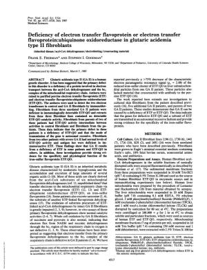 Flavoprotein:Ubiquinone Oxidoreductase in Glutaric Acidemia