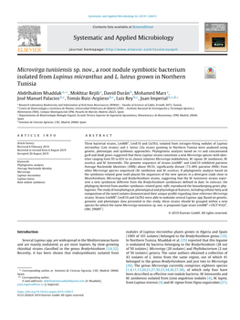 Microvirga Tunisiensis Sp. Nov., a Root Nodule Symbiotic Bacterium Isolated