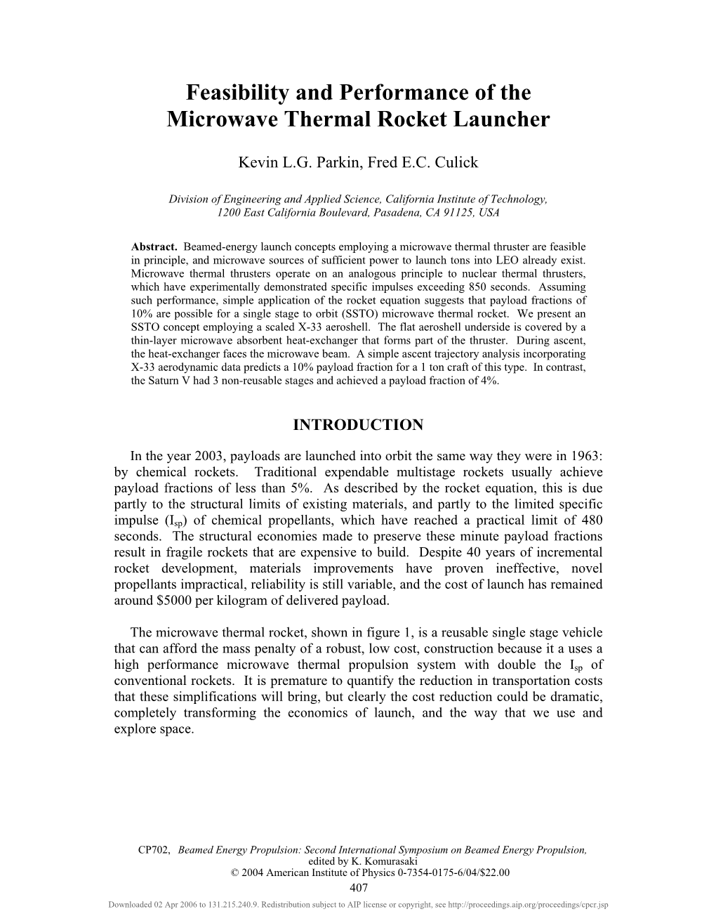 Feasibility and Performance of the Microwave Thermal Rocket Launcher