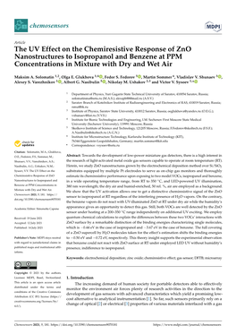The UV Effect on the Chemiresistive Response of Zno Nanostructures to Isopropanol and Benzene at PPM Concentrations in Mixture with Dry and Wet Air