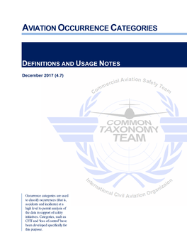 Aviation Occurrence Categories Definitions and Usage Notes