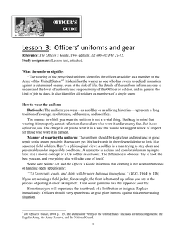 Officers' Uniforms and Gear