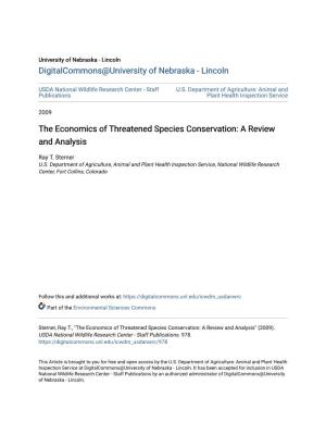 The Economics of Threatened Species Conservation: a Review and Analysis