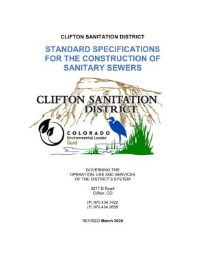 Standard Specifications for the Construction of Sanitary Sewers