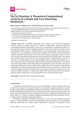 The Sn2 Reaction: a Theoretical-Computational Analysis of a Simple and Very Interesting Mechanism †