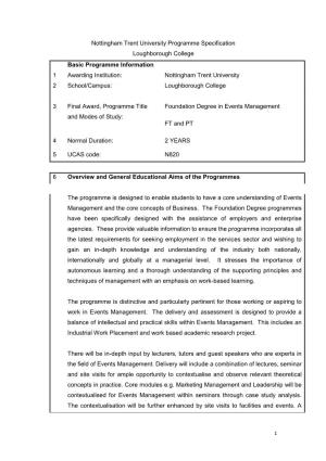 Nottingham Trent University Programme Specification Template