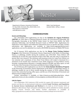 Nestor Nestor@Classics.Uc.Edu