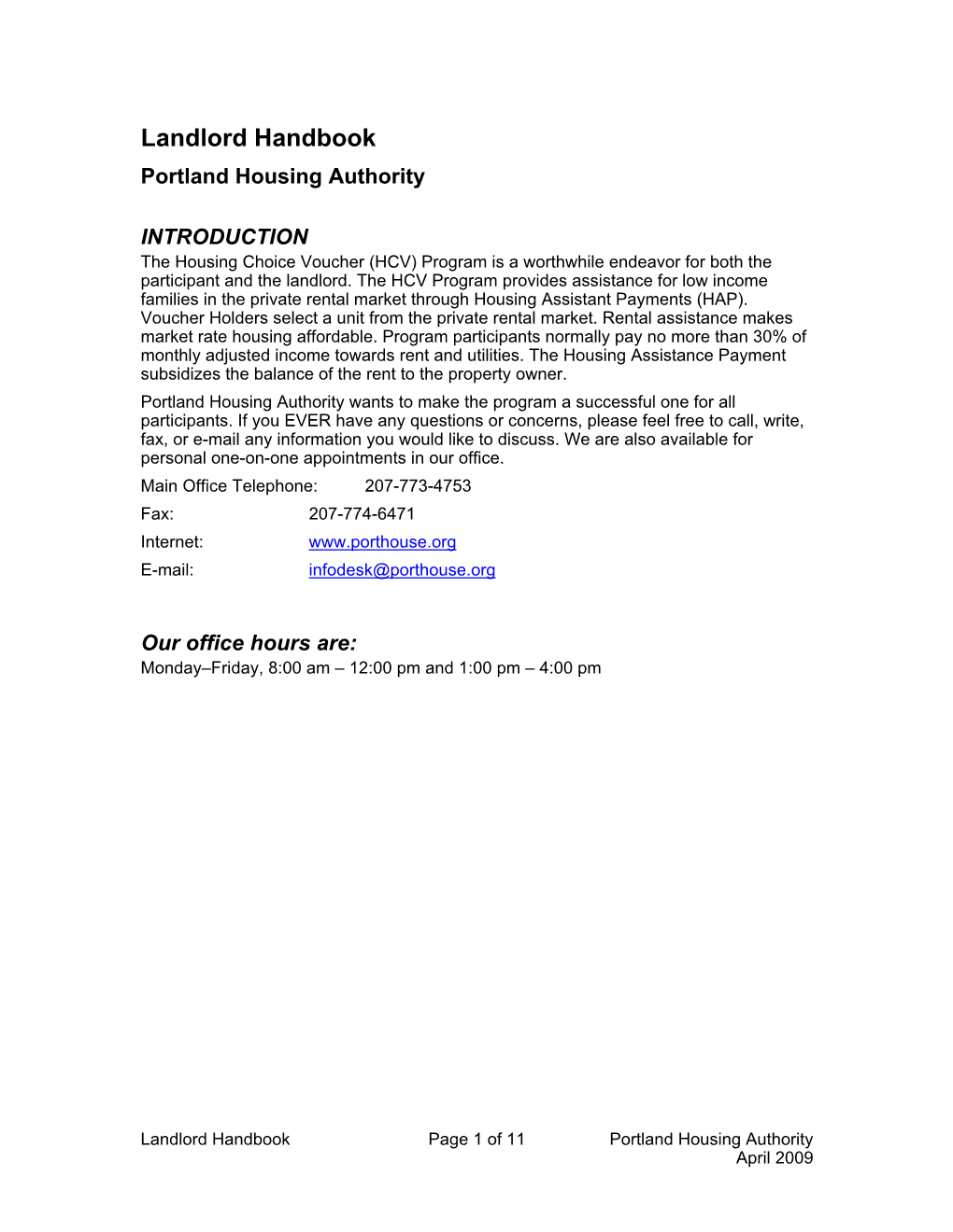 Landlord Handbook Portland Housing Authority