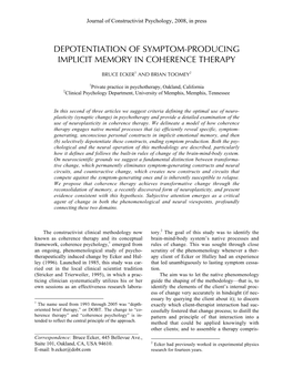 Depotentiation of Symptom-Producing Implicit Memory in Coherence Therapy