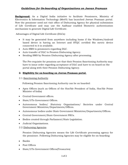 Guidelines for On-Boarding of Organizations on Jeevan Pramaan