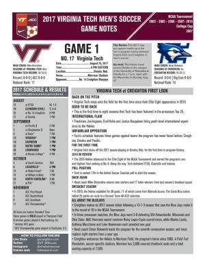 GAME 1 First in Program History Between Virginia Tech and Creighton in NO