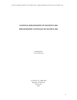 2004 = Bibliographie Nationale De Maurice 2004
