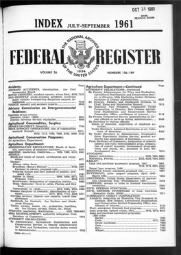 Federal Register 1961-09: Vol 26 Index