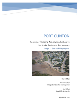 PORT CLINTON Seawater Flooding Adaptation Pathways for Yorke Peninsula Settlements Stage 1: State of Play Report
