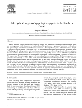 Life Cycle Strategies of Epipelagic Copepods in the Southern Ocean