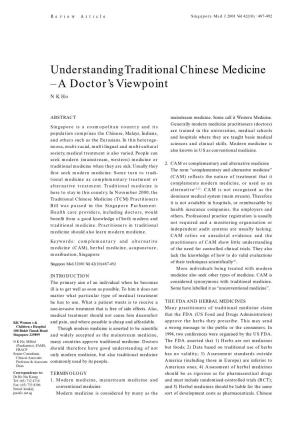 Understanding Traditional Chinese Medicine – a Doctor's Viewpoint