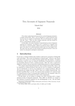 Two Accounts of Japanese Numerals