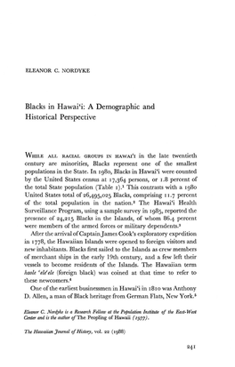 Blacks in Hawai'i: a Demographic and Historical Perspective