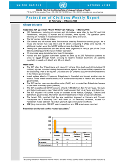 Protection of Civilians Weekly Report 27 February – 4 March 2008 of Note This Week
