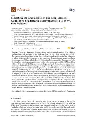 Modeling the Crystallization and Emplacement Conditions of a Basaltic Trachyandesitic Sill at Mt