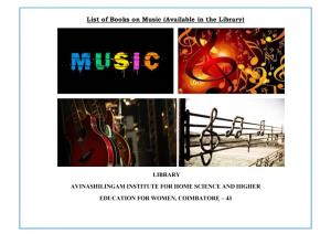 List of Books on Music (Available in the Library)