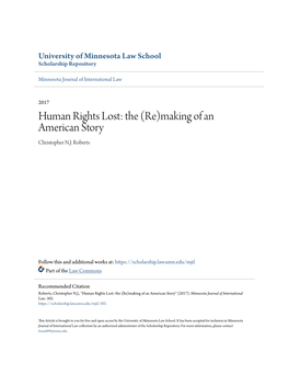 Human Rights Lost: the (Re)Making of an American Story Christopher N.J