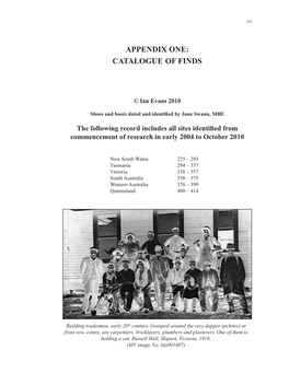 Appendix One: Catalogue of Finds