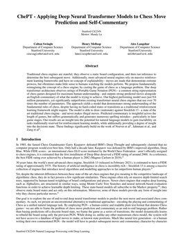 Chept - Applying Deep Neural Transformer Models to Chess Move Prediction and Self-Commentary