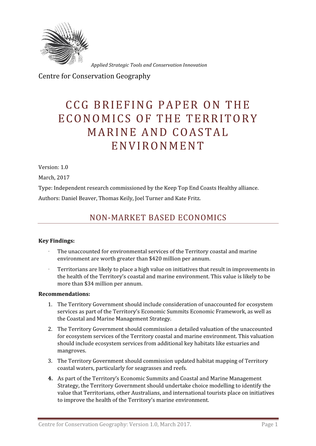 Ccg Briefing Paper on the Economics of the Territory