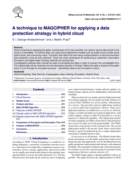 A Technique to MAGCIPHER for Applying a Data Protection Strategy in Hybrid Cloud