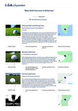 Best Golf Courses in Killarney"