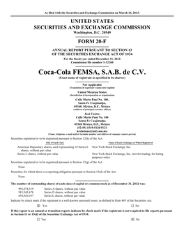 Coca-Cola FEMSA, S.A.B. De C.V. (Exact Name of Registrant As Specified in Its Charter)