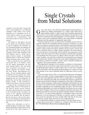Single Crystals from Metal Solutions