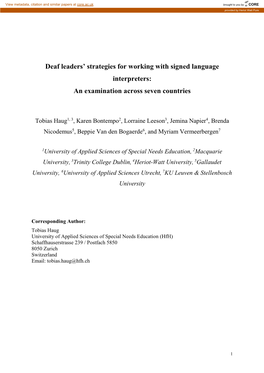 Deaf Leaders' Strategies for Working with Signed Language Interpreters