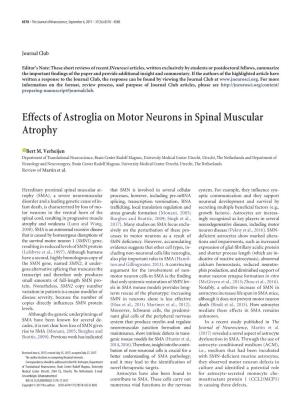 Effects of Astroglia on Motor Neurons in Spinal Muscular Atrophy