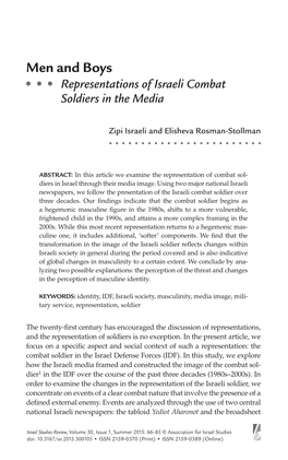 Men and Boys: Representations of Israeli Combat Soldiers in the Media