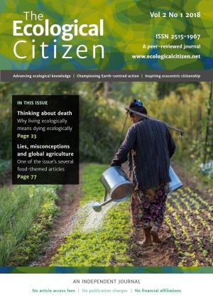 The Ecological Citizen Vol 2 No 1 2018 Contents
