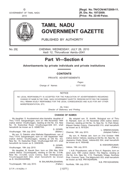 Tamil Nadu Government Gazette