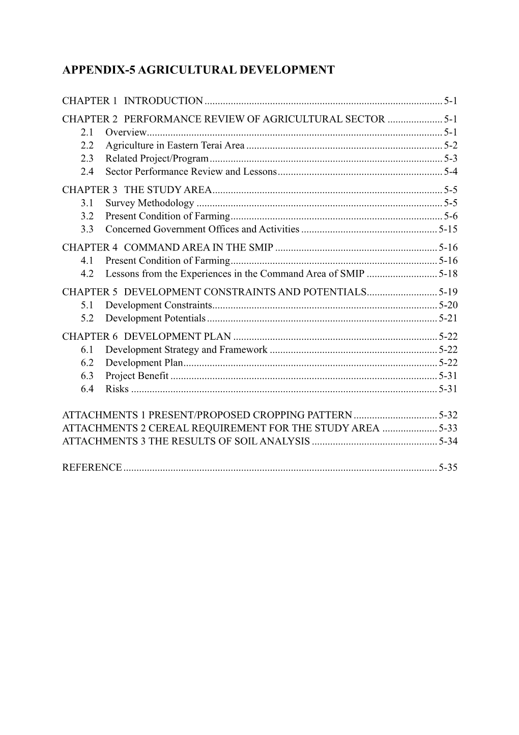 Appendix-5 Agricultural Development