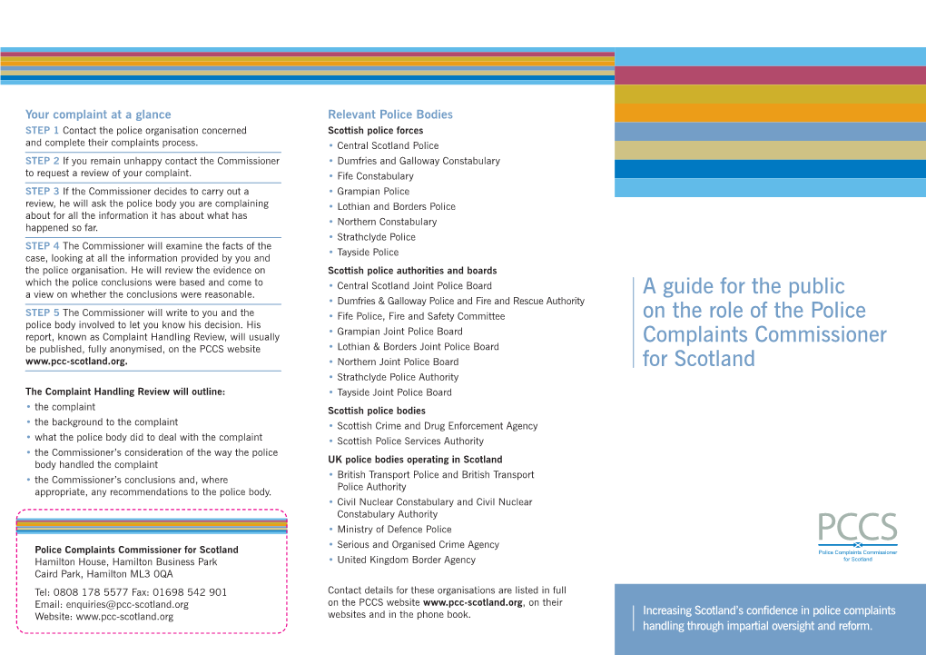 A Guide for the Public on the Role of the Police Complaints Commissioner