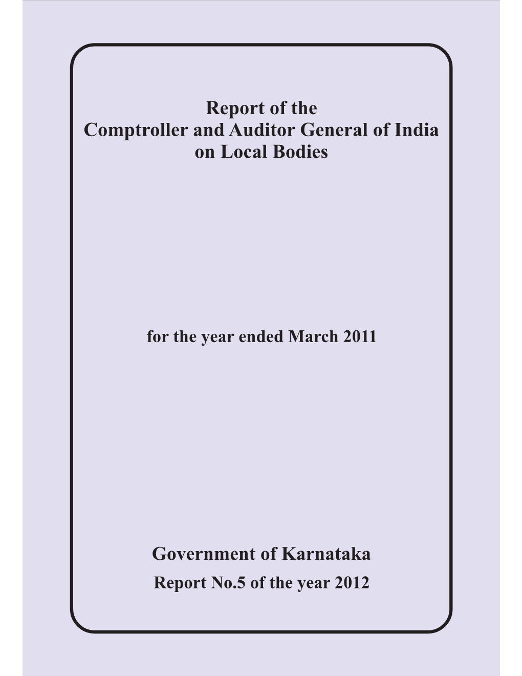 Report of the Comptroller and Auditor General of India on Local Bodies