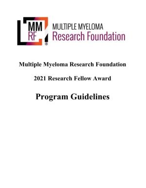 2021 Research Fellow Award Program Guidelines