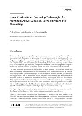 Linear Friction Based Processing Technologies for Aluminum Alloys: Surfacing, Stir Welding and Stir Channeling