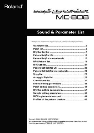 Sound & Parameter List