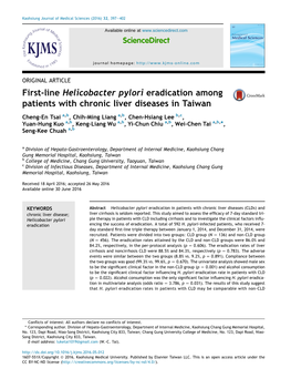 First-Line Helicobacter Pylori Eradication Among Patients with Chronic Liver Diseases in Taiwan