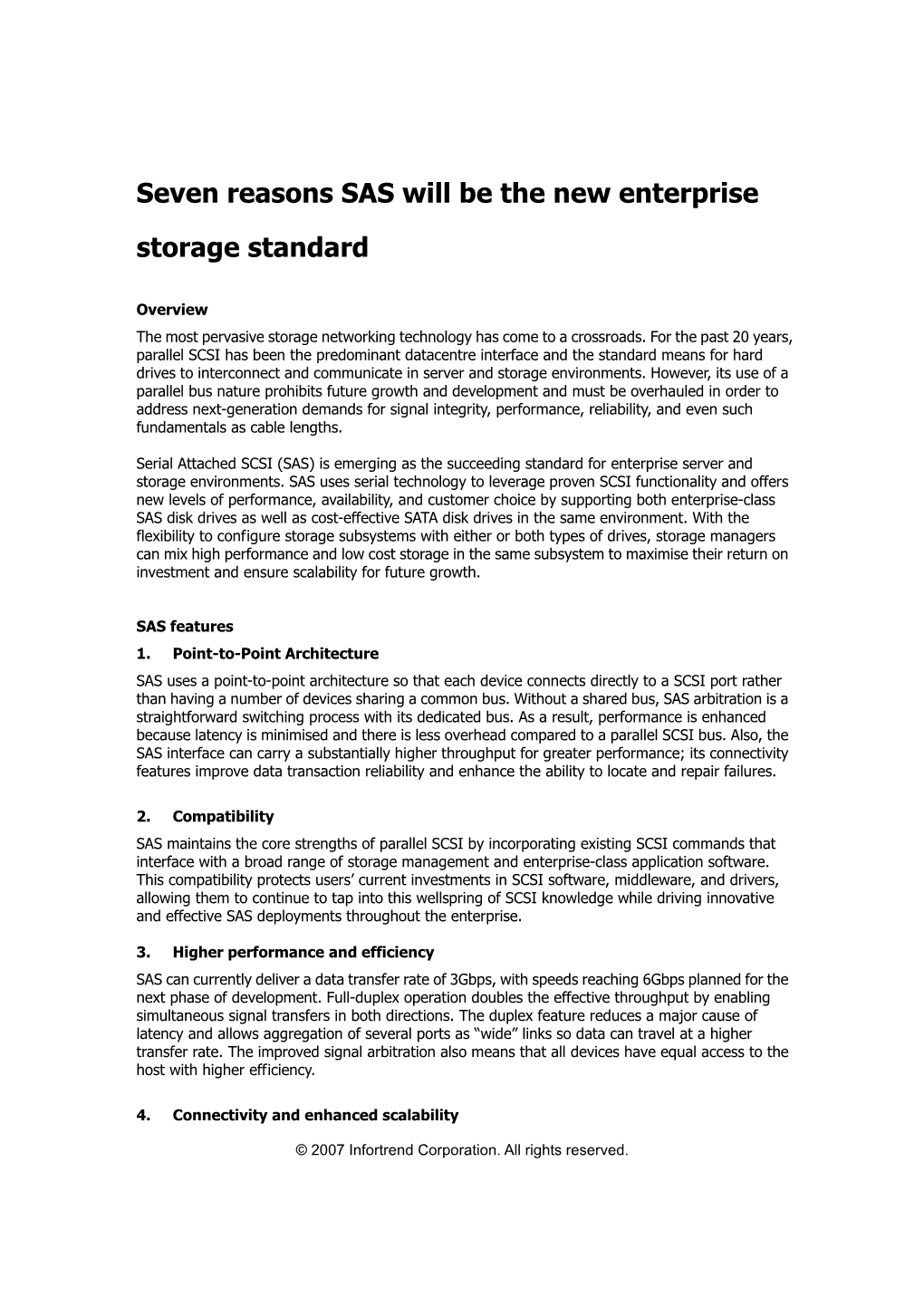 Seven Reasons SAS Will Be the New Enterprise Storage Standard