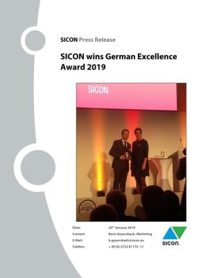 SICON Wins German Excellence Award 2019